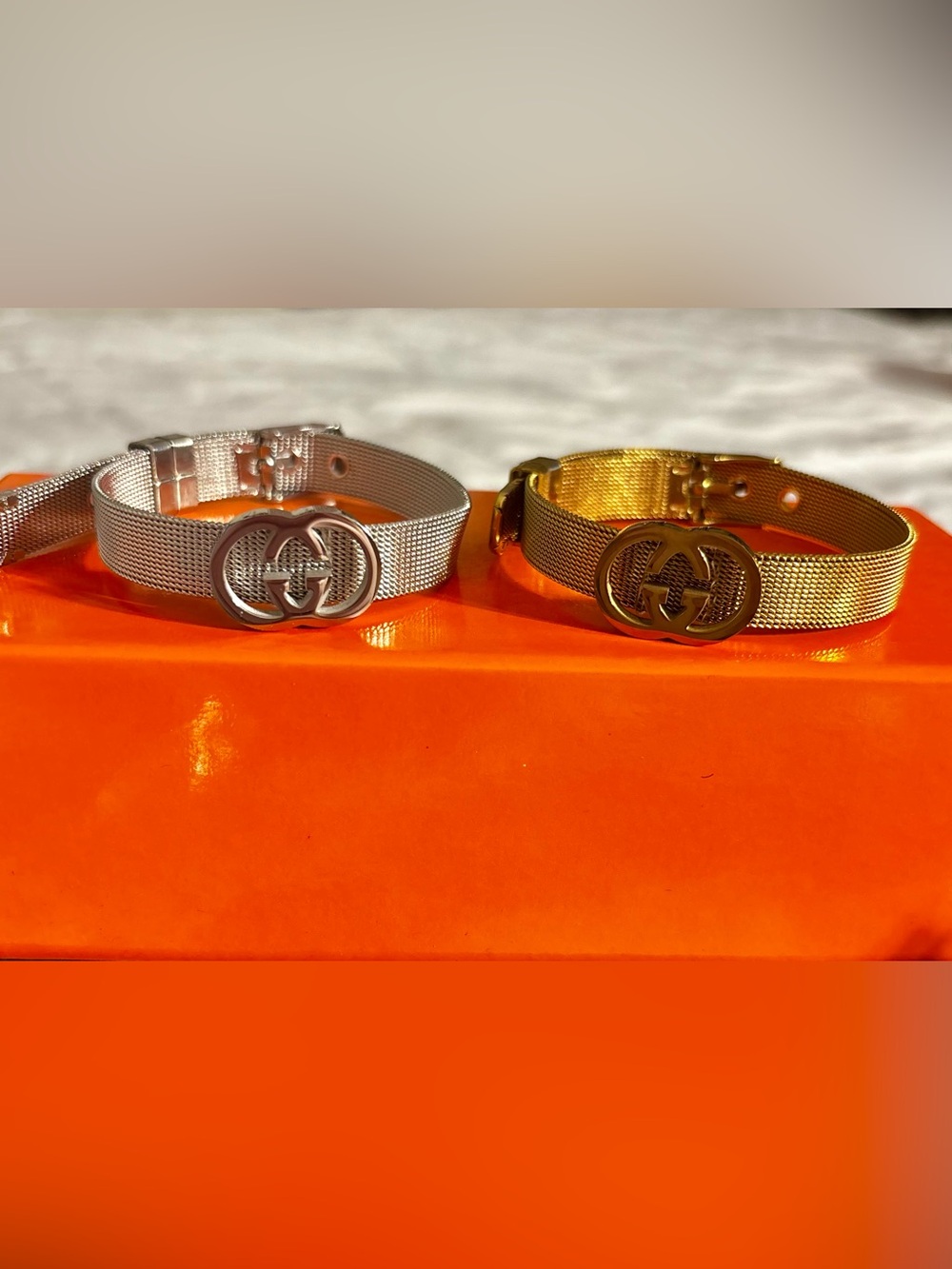New Gold and Silver Interlocking Medallion Mesh Bracelets - Women Accessories 👇